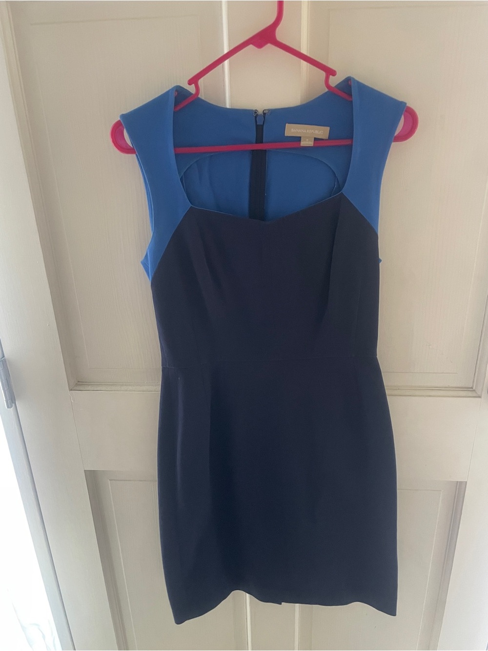 Banana Republic Two-Tone Blue Mini Sheath Dress